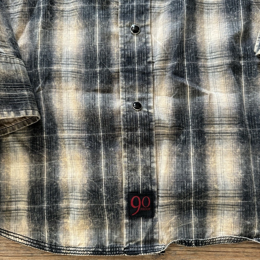 Panhandle Slim Y2K Western Cowboy Pearl‎ Snap Shirt Sz L Fade Plaid 90 Proof - Picture 6 of 9